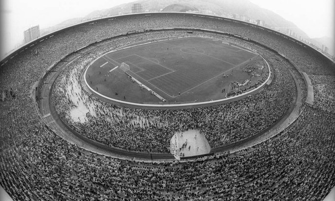 The Marcanã Stadium record attendance is 199,854 in the 1950 World Cup final between Brazil & Uruguay.